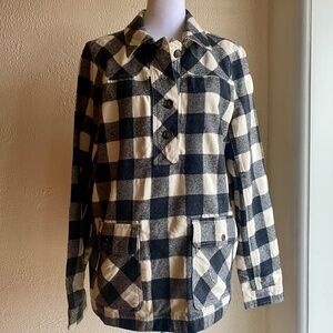 NWOT J.Crew charcoal and ivory Buffalo check popover Size Tall Medium